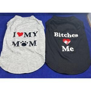 KOOLTAIL Size Small Gray I Love Mom Black B**ches Love Me 2 Pack Dog Shirts Used